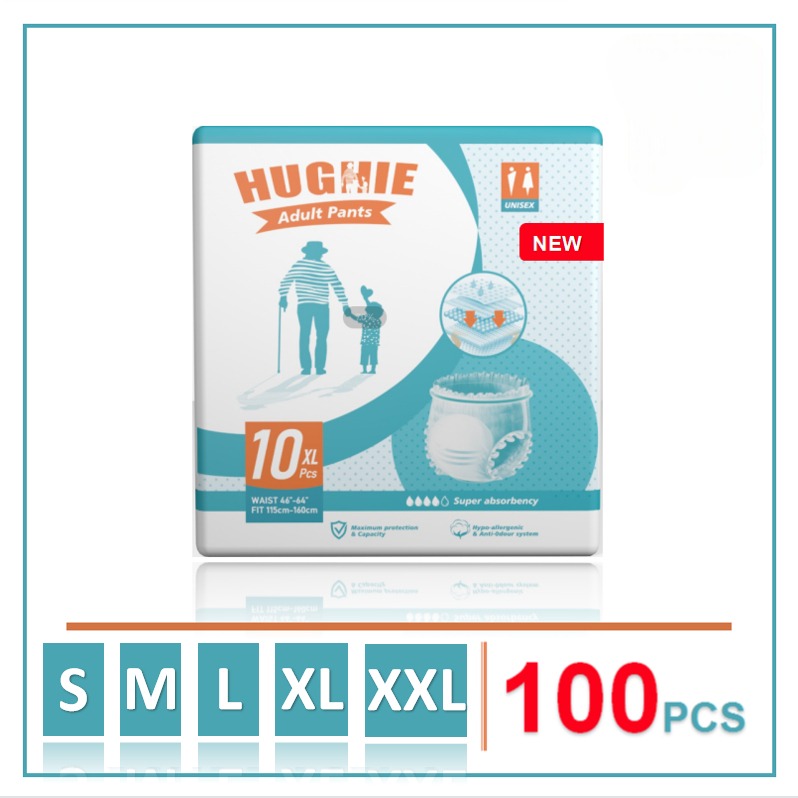 HugHIe adult diapers, light formula, high absorption rate 2000CC S/M/L/XL/XXL(100pcs)