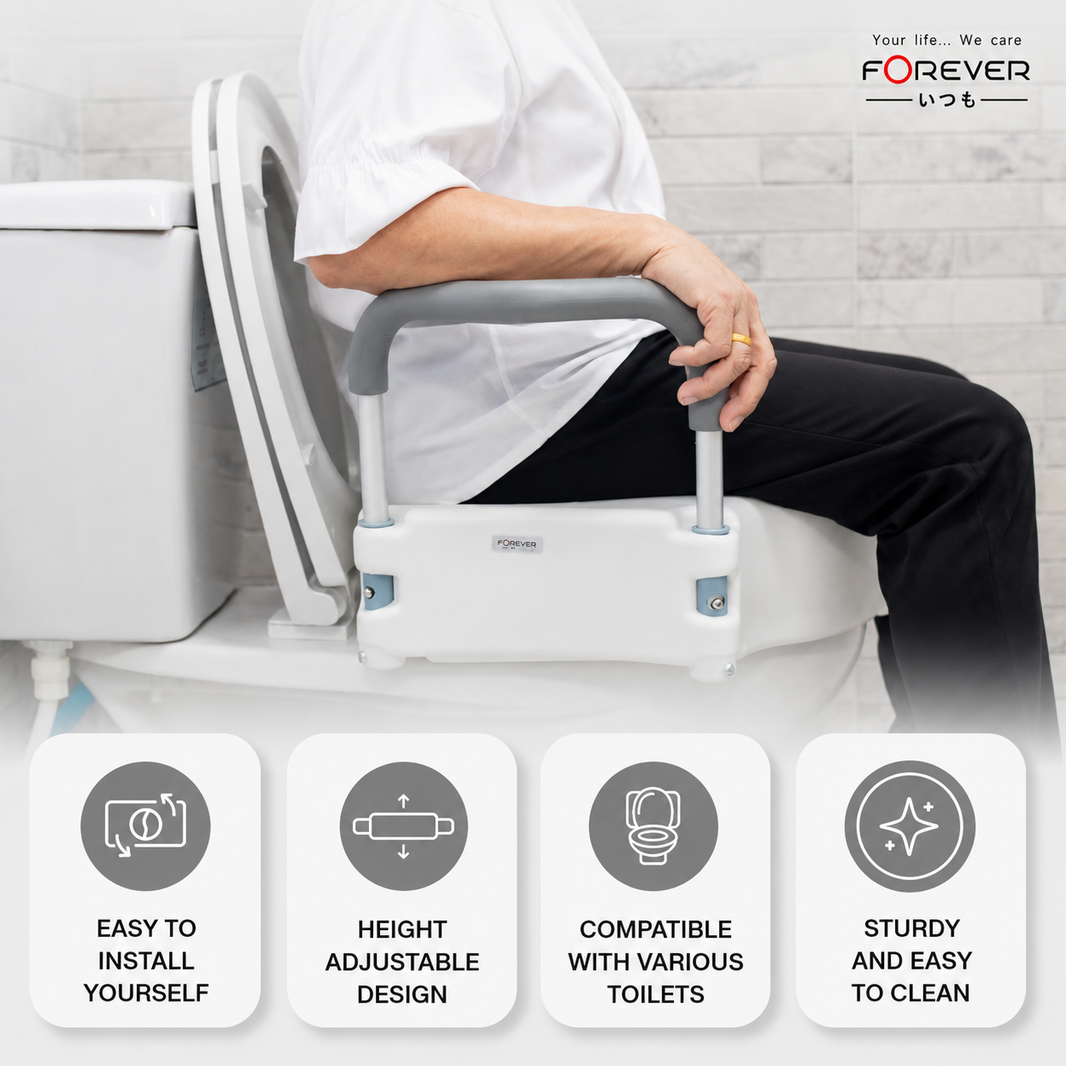 Forever Toilet Seat Raised Toilet Seat with Safety Handles for Patients and Elderly Users