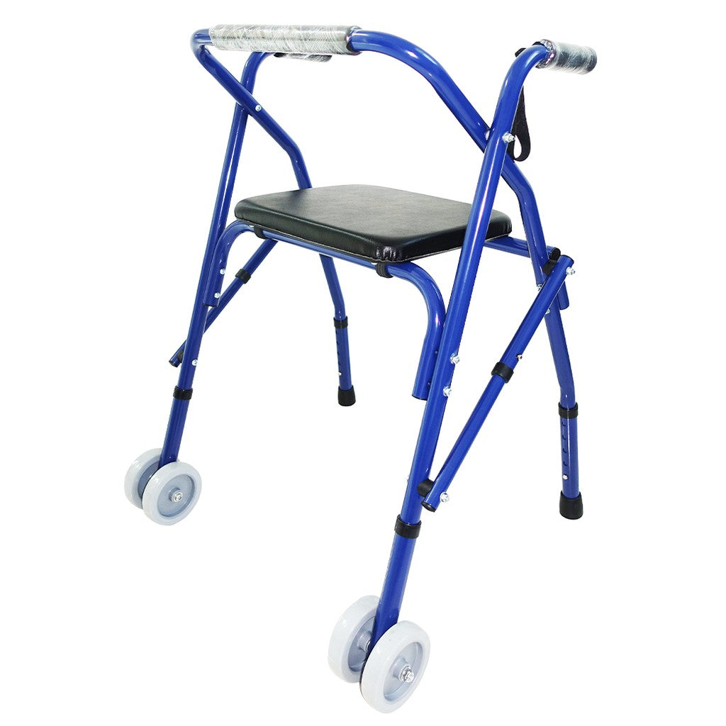 シートと車輪付きのアルミ製折りたたみ式歩行器